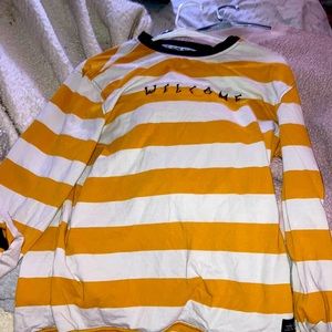 Yellow and white stripped skater shirt